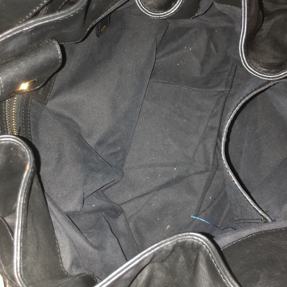 Michael Kors "Beverly" Large Black Leather Gold Hobo Satchel Tote Bag - Picture 8 of 12